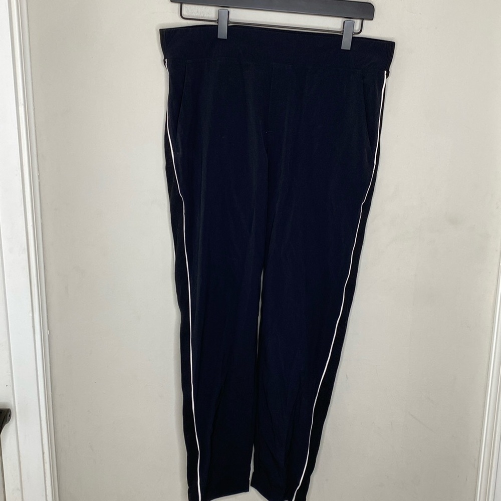 Athleta Black Track Pants with White Side Piping Size 8